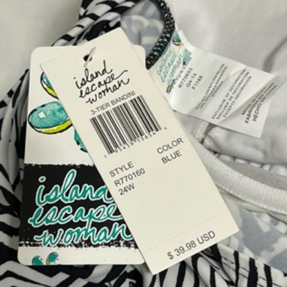ISLAND ESCAPE WOMAN Black and White Tankini Top NWT - Picture 10 of 11